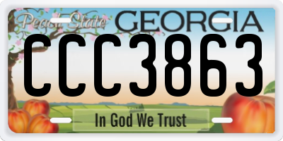 GA license plate CCC3863