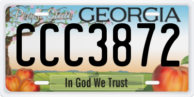 GA license plate CCC3872
