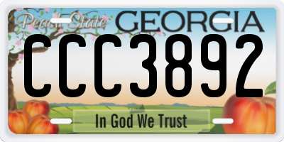 GA license plate CCC3892