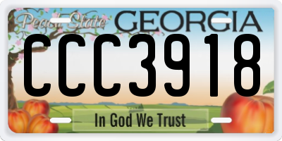 GA license plate CCC3918