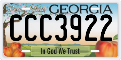 GA license plate CCC3922
