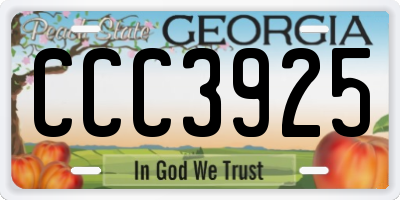 GA license plate CCC3925