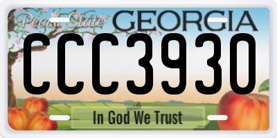 GA license plate CCC3930