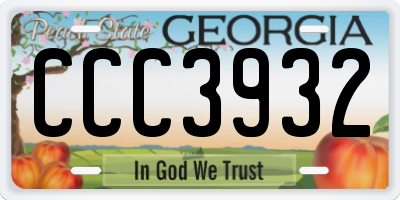 GA license plate CCC3932