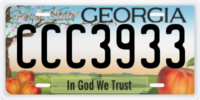 GA license plate CCC3933