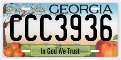 GA license plate CCC3936