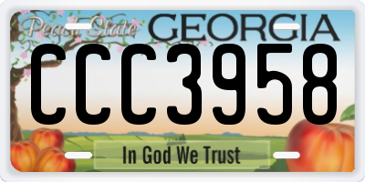 GA license plate CCC3958
