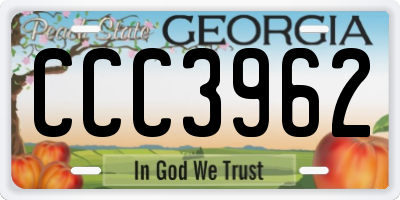 GA license plate CCC3962