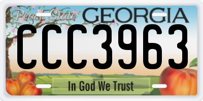 GA license plate CCC3963