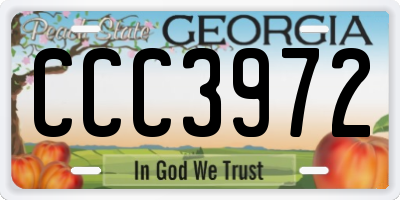 GA license plate CCC3972