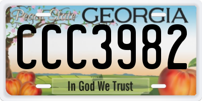 GA license plate CCC3982
