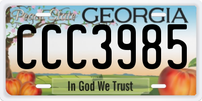 GA license plate CCC3985