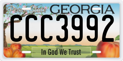 GA license plate CCC3992