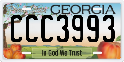 GA license plate CCC3993