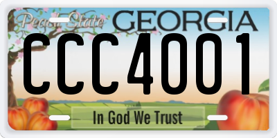 GA license plate CCC4001
