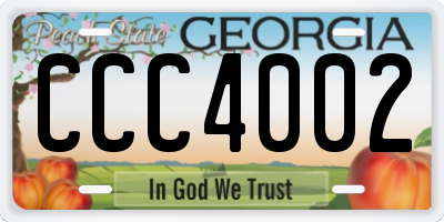 GA license plate CCC4002