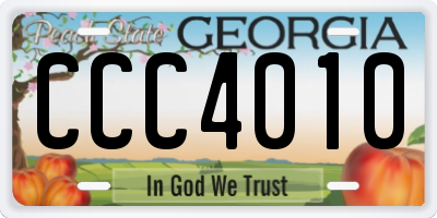 GA license plate CCC4010
