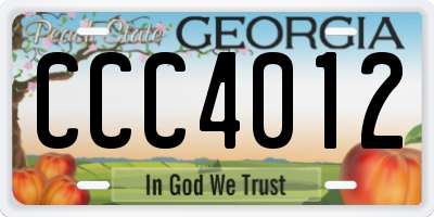 GA license plate CCC4012