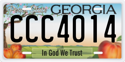 GA license plate CCC4014