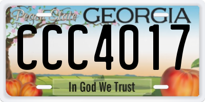 GA license plate CCC4017