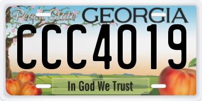 GA license plate CCC4019