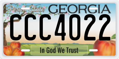 GA license plate CCC4022
