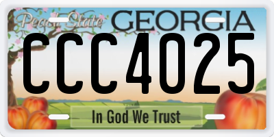 GA license plate CCC4025