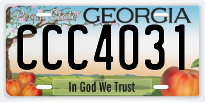 GA license plate CCC4031
