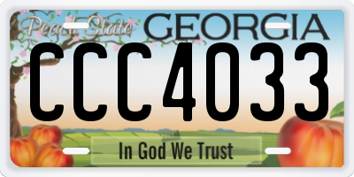 GA license plate CCC4033