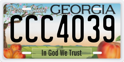 GA license plate CCC4039