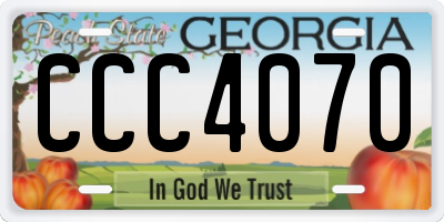 GA license plate CCC4070