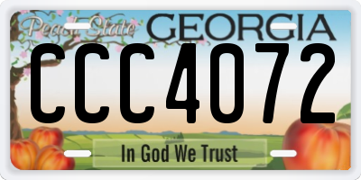 GA license plate CCC4072