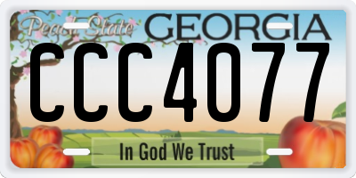 GA license plate CCC4077