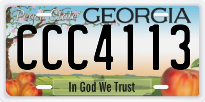 GA license plate CCC4113