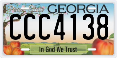 GA license plate CCC4138
