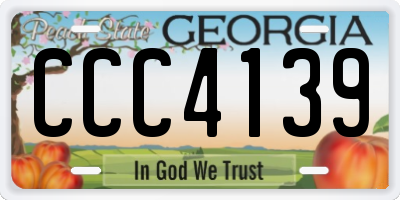 GA license plate CCC4139