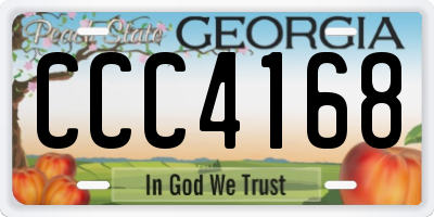 GA license plate CCC4168