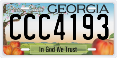 GA license plate CCC4193