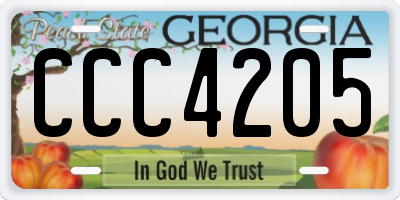 GA license plate CCC4205