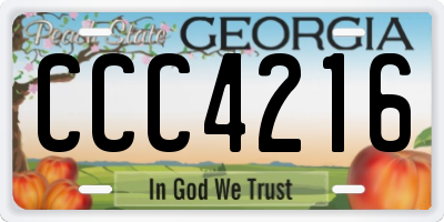 GA license plate CCC4216