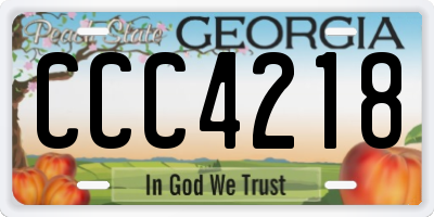 GA license plate CCC4218