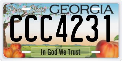 GA license plate CCC4231