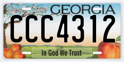 GA license plate CCC4312