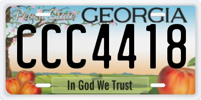 GA license plate CCC4418