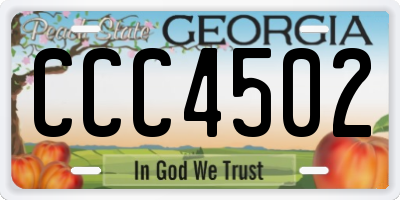 GA license plate CCC4502