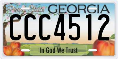 GA license plate CCC4512