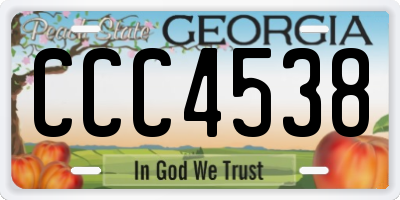 GA license plate CCC4538
