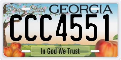 GA license plate CCC4551