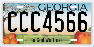 GA license plate CCC4566