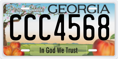 GA license plate CCC4568